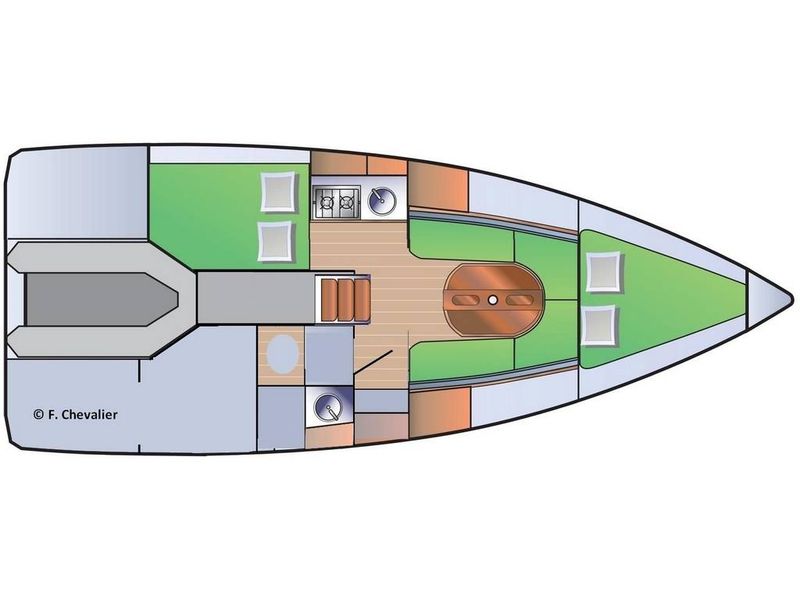 Amenagements du voilier Mojito 888 du chantier naval idbmarine &agrave; Tr&eacute;gunc en Finist&egrave;re